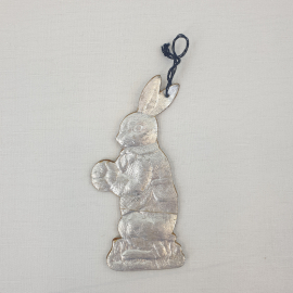 Елочная игрушка Заяц с мячом картонаж, винтаж СССР. Картинка 1
